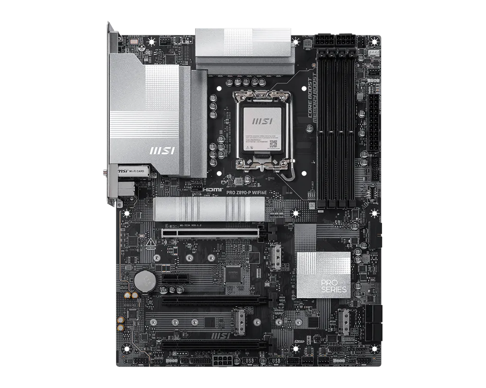 MSI PRO Z890-P WIFI Motherboard, Intel Core Ultra Support, LGA 1851, DDR5, PCIe 5.0, WiFi 6E, ATX | 911-7E34-019 thumbnail 2