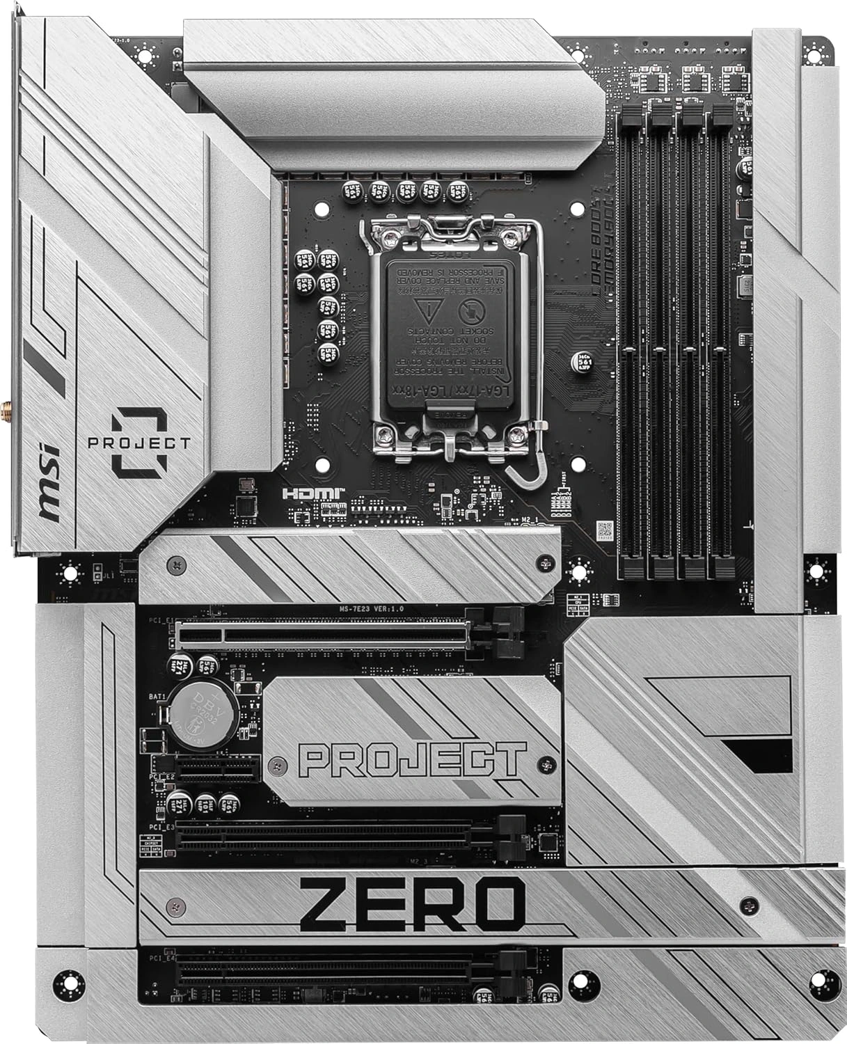 MSI Z790 PROJECT ZERO Gaming Motherboard, Back-Connect Design, LGA 1700, DDR5, PCIe 5.0, WiFi 7, USB 3.2 Gen2, HDMI/DP, 2.5G LAN | 911-7E23-001 thumbnail 2