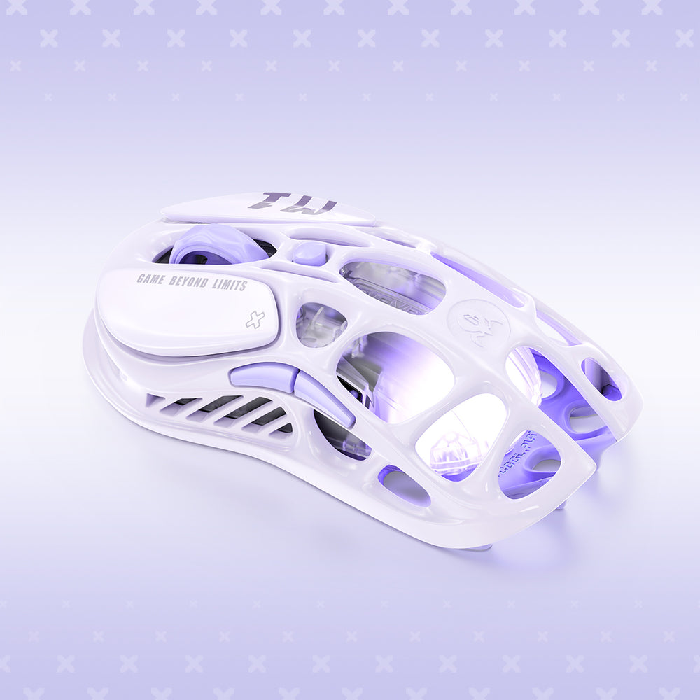 GravaStar Mercury M1 Pro Wireless Gaming Mouse, Magnesium Alloy Skeletal Frame, 26K DPI PAW3395, 4K Hz Support, Tri-mode, Lavender Purple | M1 Pro thumbnail 3
