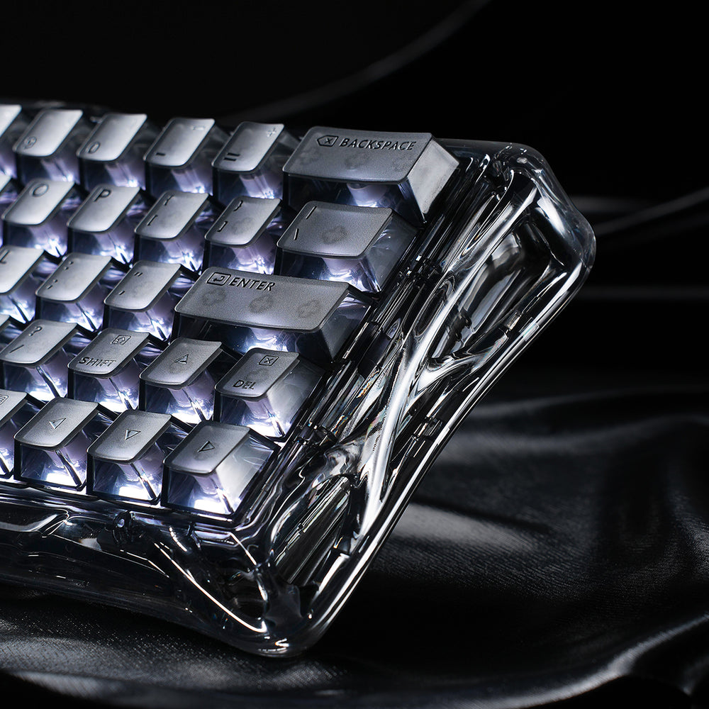 GravaStar V60 60% Hall Effect Magnetic Switch Wired Gaming Keyboard – Onyx Crystal, Rapid Trigger, RT Support, RGB, Transparent Black | V60 Onyx Crystal thumbnail 3