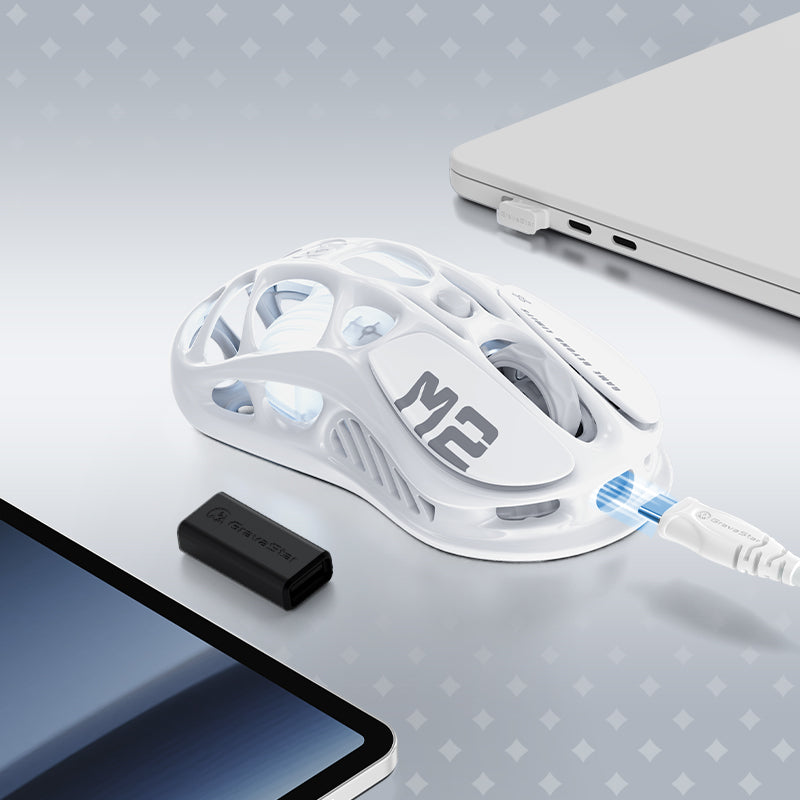 GravaStar Mercury M2 Wireless Gaming Mouse, 26K DPI, PAW3395 Sensor, 1K Hz Polling, Ultra-Light Hollow Design, Opaline White | Mercury M2 thumbnail 4