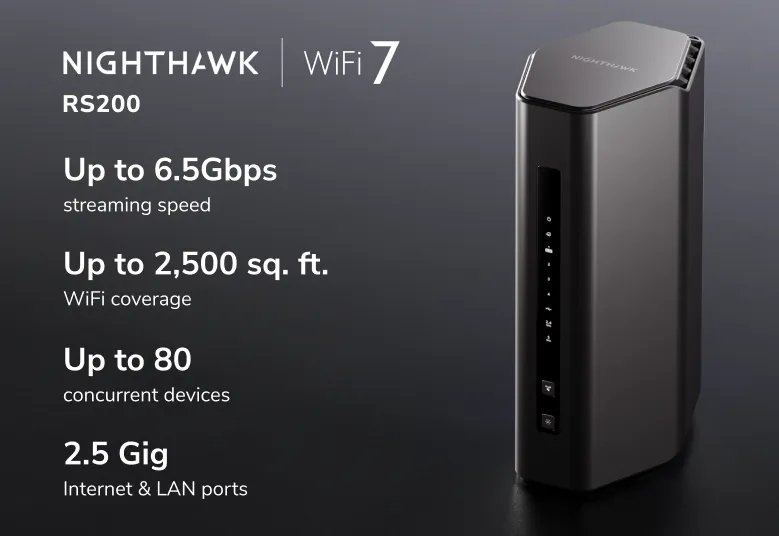 NETGEAR NETGEAR Nighthawk RS200 WiFi 7 Router, BE6500 Speeds up to 6.5Gbps, 2.5G Internet Port, Covers 2,500 sq. ft., 80 Devices, Dual-Band Gaming Router | RS200-100APS - thumbnail 7