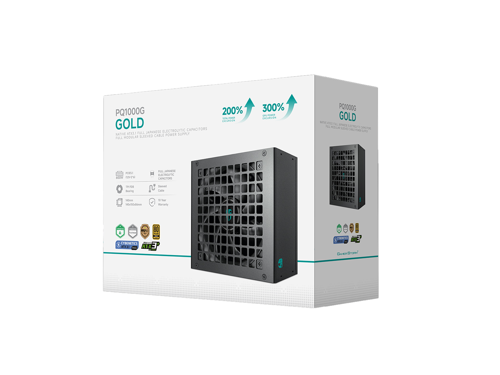 Gamer Storm DeepCool Gamerstorm PQ1000G 1000W ATX 3.1 Power Supply (PSU), PCIe 5.1 12V-2x6 (450W), Full Modular, 80 PLUS Gold, FDB (Fluid Dynamic Bearing), Black | R-PQA00G-FD1B-JGUK-V1 - thumbnail 2