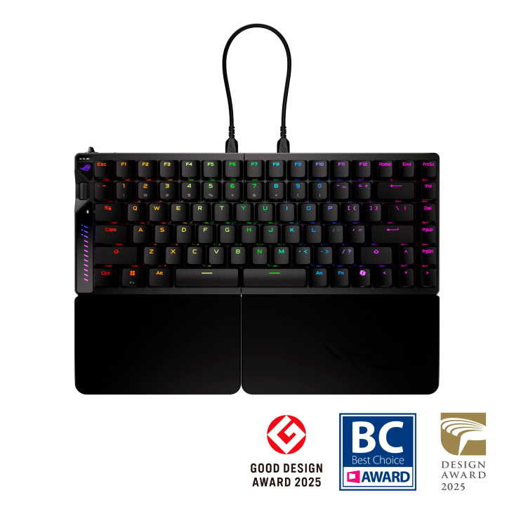Asus ASUS ROG Falcata 75% Split Wireless Gaming Keyboard, Hot-Swap Magnetic Switches (HFX V2), Rapid Trigger, 8K Wireless, Tri-Mode | 90MP043H-BKCA00 - thumbnail 2