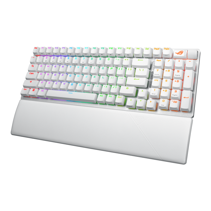 ASUS ROG Strix Scope II 96 Wireless White Gaming Keyboard, Tri-mode Connection, Streamer Hotkeys, Multifunction Controls, Hot-swappable Pre-lubed ROG NX Snow & Storm Mechanical Switches, Silicone Dampening Foam, Wrist Rest | 90MP037A-BKCA10 – Buy Online