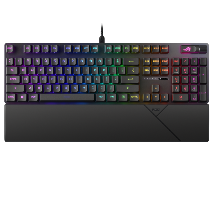 ASUS ROG Strix Scope II RX Gaming Keyboard, Pre-lubed ROG RX Optical Switches, IP57, Sound-dampening Foam, PBT Doubleshot Keycaps, Streaming Hotkeys, Multi-function Controls, Three Tilt Angles, Wrist rest | 90MP0350-BKCA00 – Buy Online