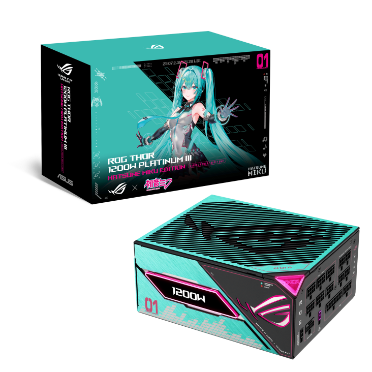 ASUS ROG Thor 1200W Platinum III Hatsune Miku Edition ATX 3.1 Power Supply (PSU), GaN MOSFET, Magnetic OLED Display, 80 PLUS & Cybenetics Platinum certified, Etched Modular Cables | 90YE00V6-B0NA00 – Buy Online