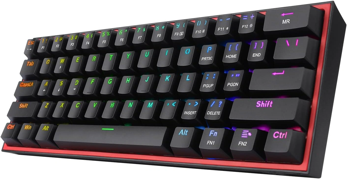 Redragon Fizz 60% Wired Mechanical Gaming Keyboard, Dust-Proof Red Switches, K617-RGB Black | K617-RGB thumbnail 3
