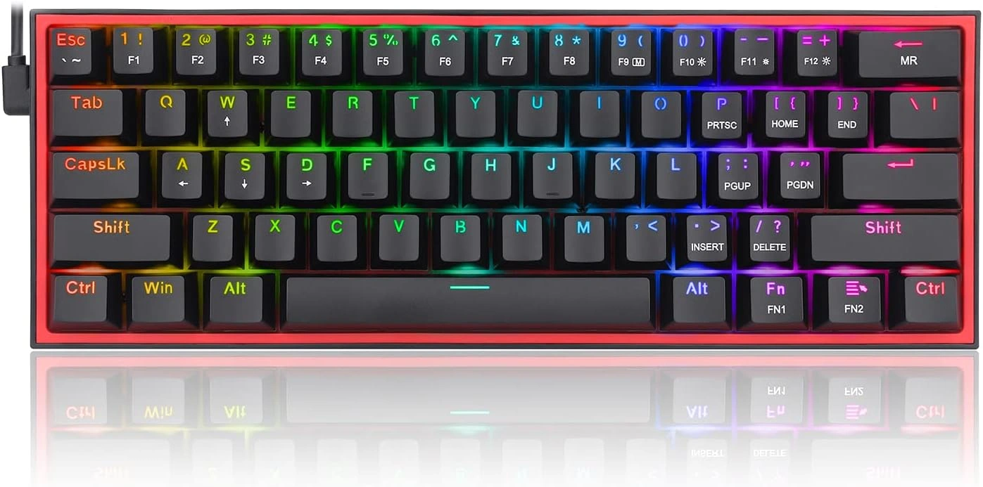 Redragon Fizz 60% Wired Mechanical Gaming Keyboard, Dust-Proof Red Switches, K617-RGB Black | K617-RGB thumbnail 2