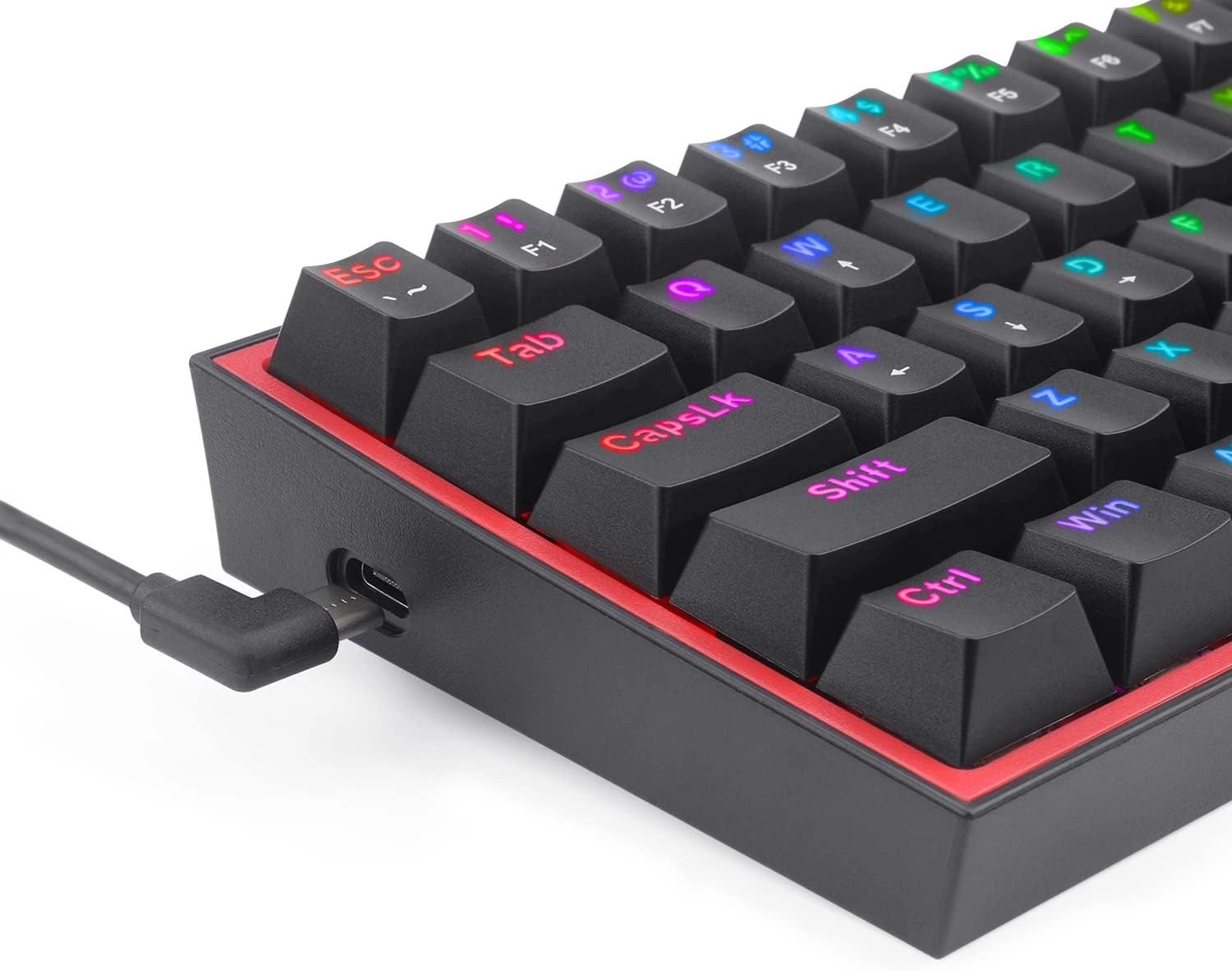 Redragon Fizz 60% Wired Mechanical Gaming Keyboard, Dust-Proof Red Switches, K617-RGB Black | K617-RGB thumbnail 7