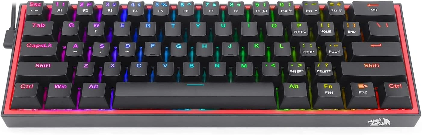 Redragon Fizz 60% Wired Mechanical Gaming Keyboard, Dust-Proof Red Switches, K617-RGB Black | K617-RGB – Buy Online