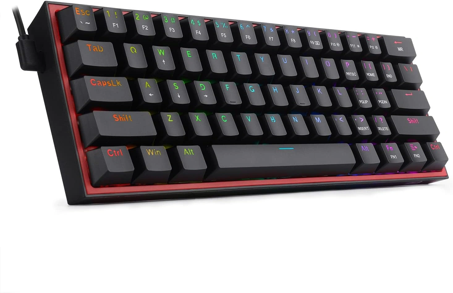 Redragon Fizz 60% Wired Mechanical Gaming Keyboard, Dust-Proof Red Switches, K617-RGB Black | K617-RGB thumbnail 6