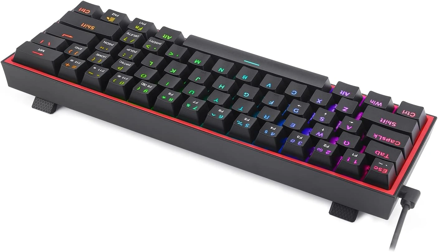 Redragon Fizz 60% Wired Mechanical Gaming Keyboard, Dust-Proof Red Switches, K617-RGB Black | K617-RGB thumbnail 5