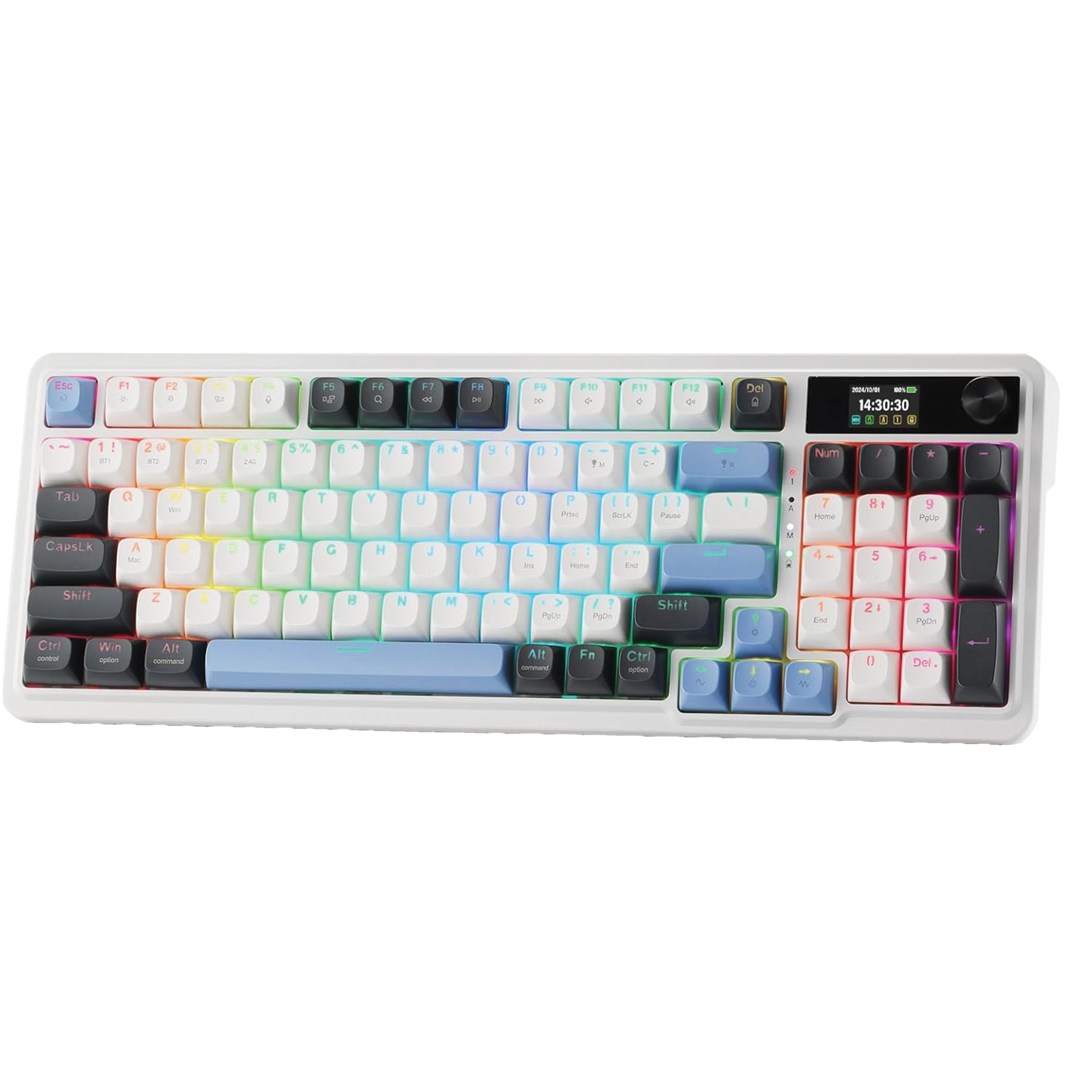 Redragon Galatin Pro K719 Wireless Gasket Mechanical Keyboard – 95-Key Layout, 1.14’’ TFT Hype Screen & Knob, Mint Mambo Linear Switches, 5-Layer Noise Dampening | K719WGB-RGB-PRO – Buy Online