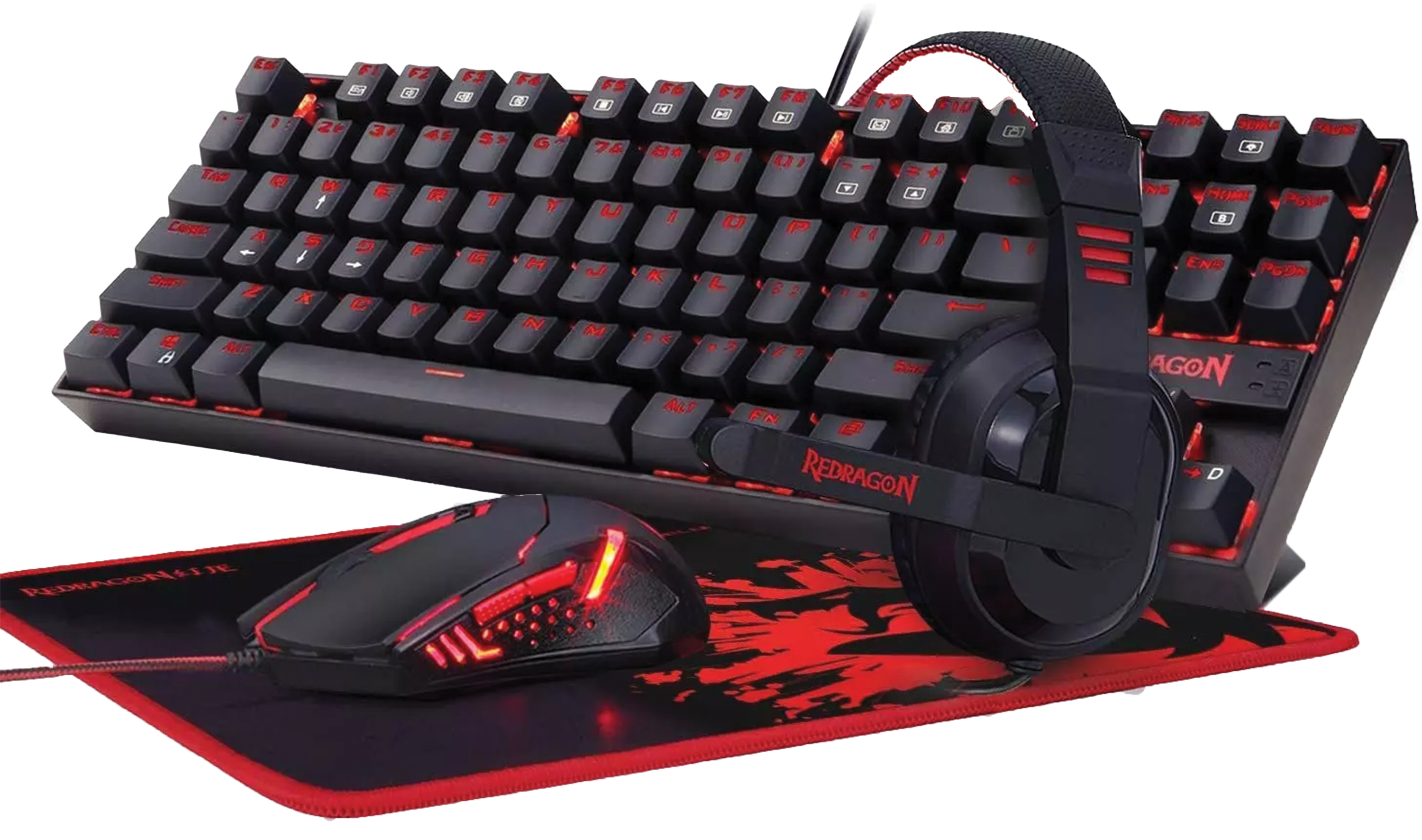 Redragon Gaming Essentials 4-in-1 Combo, Mechanical Keyboard, Mouse, Headset, and Mousepad Set, Black | K552-BB-2 – Buy Online