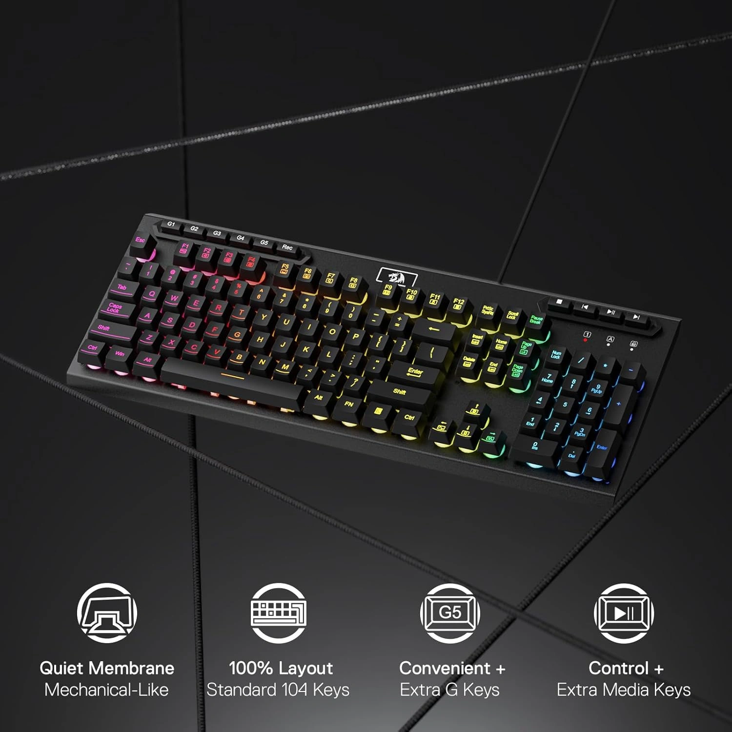 Redragon K513-RGB ADITYA Wired Gaming Keyboard with Dedicated Macro Keys | K513-RGB thumbnail 4