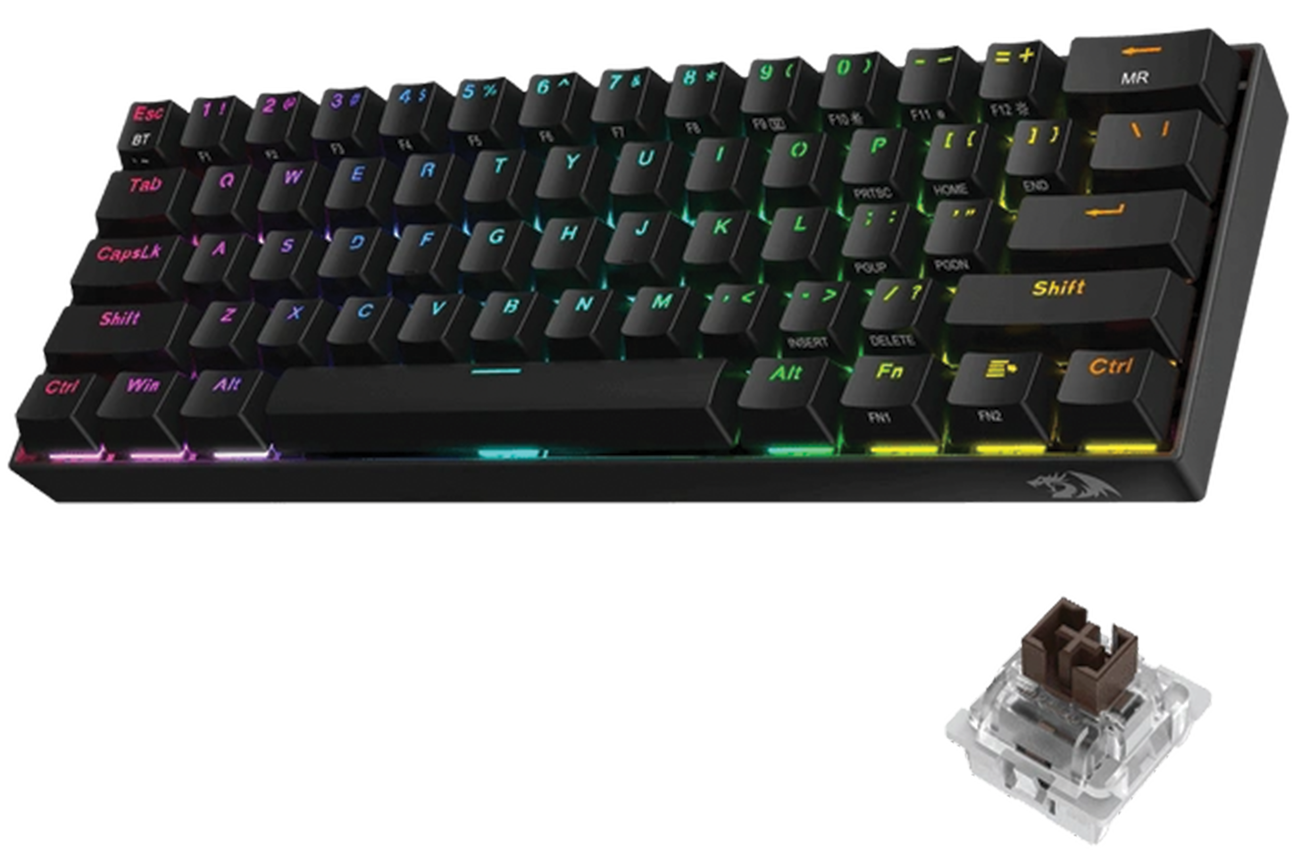 Redragon K530RGB PRO Draconic Pro 60% Wireless Mechanical Gaming Keyboard, Brown Switches, Black | K530RGB PRO image