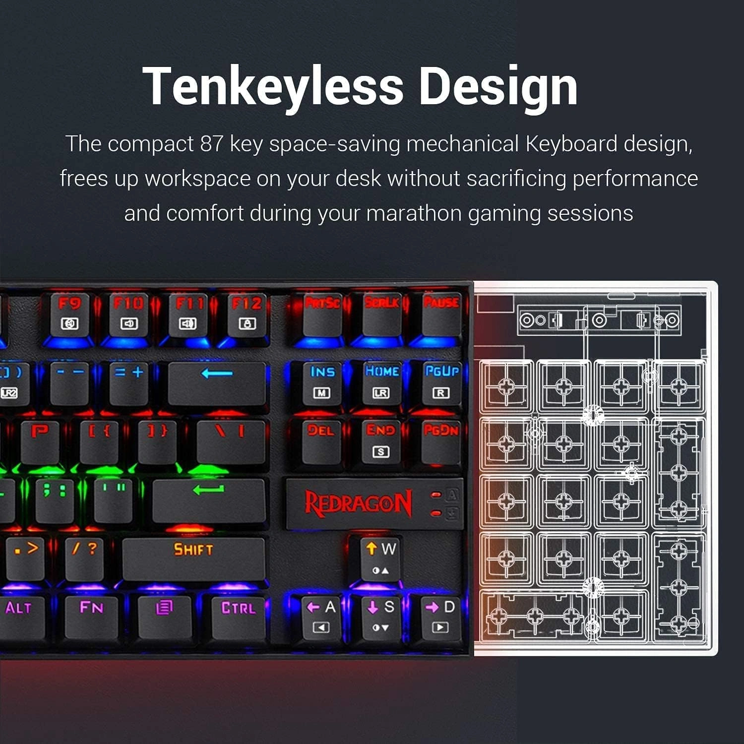 Redragon K552RGB-1 KUMARA Mechanical Gaming Keyboard, Arabic/English Layout, Blue Switches, Black | K552RGB-1 thumbnail 4
