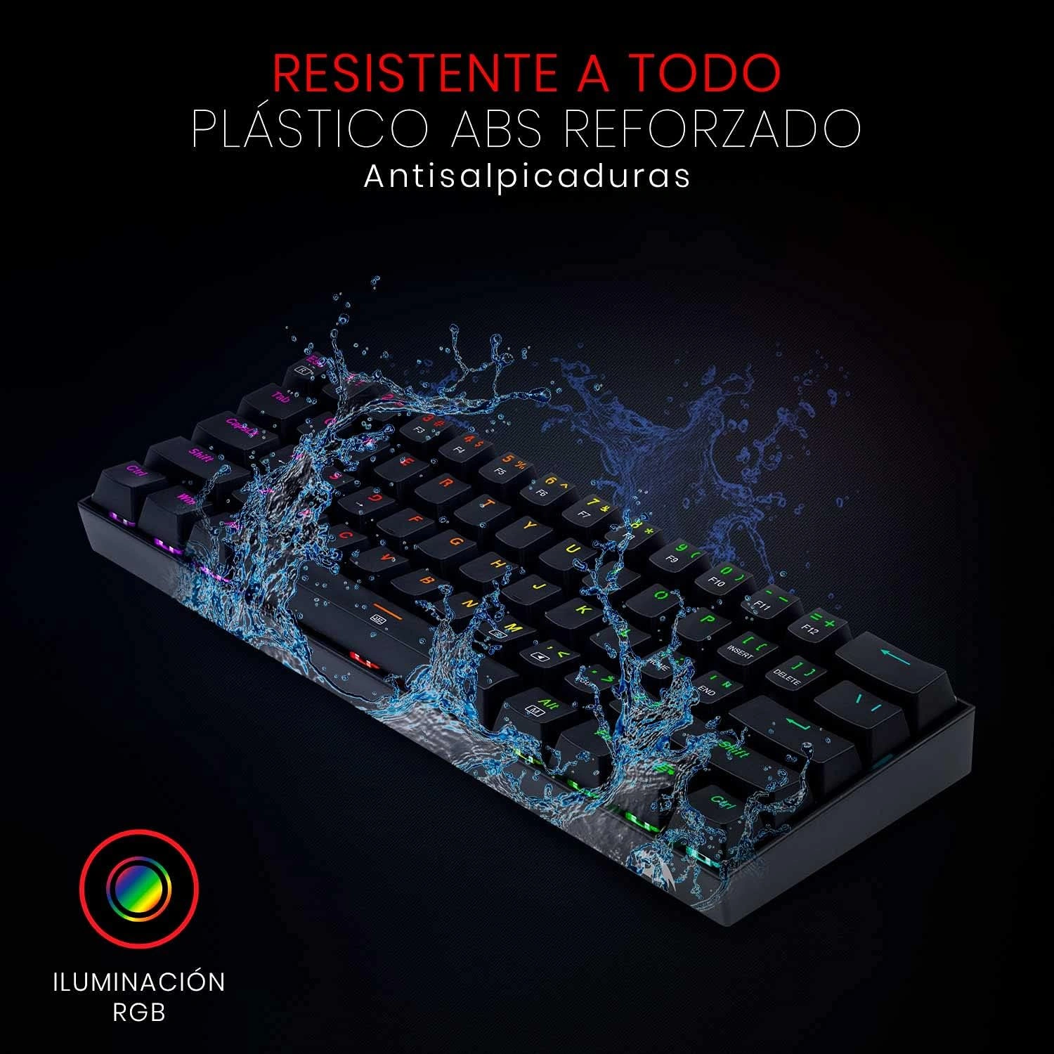 Redragon K630RGB Dragonborn 60% Wired Mechanical Gaming Keyboard, Brown Switches, Black | K630RGB thumbnail 5