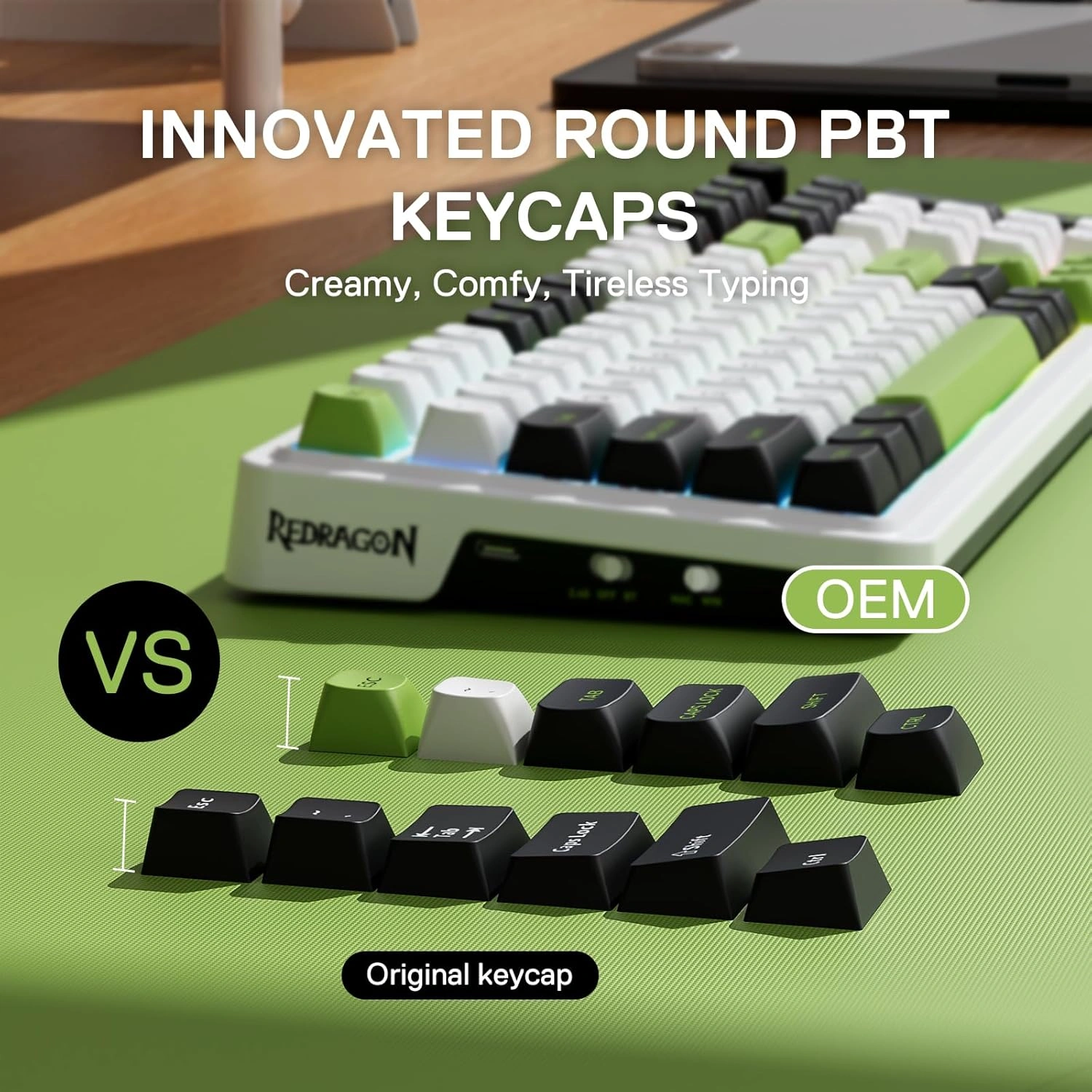 Redragon K686WBG EISA MAX Wireless Mechanical Gaming Keyboard, Linear Mint Mambo Switch, 98-Key, Tri-Mode, Hot-Swappable RGB | K686WBG thumbnail 4