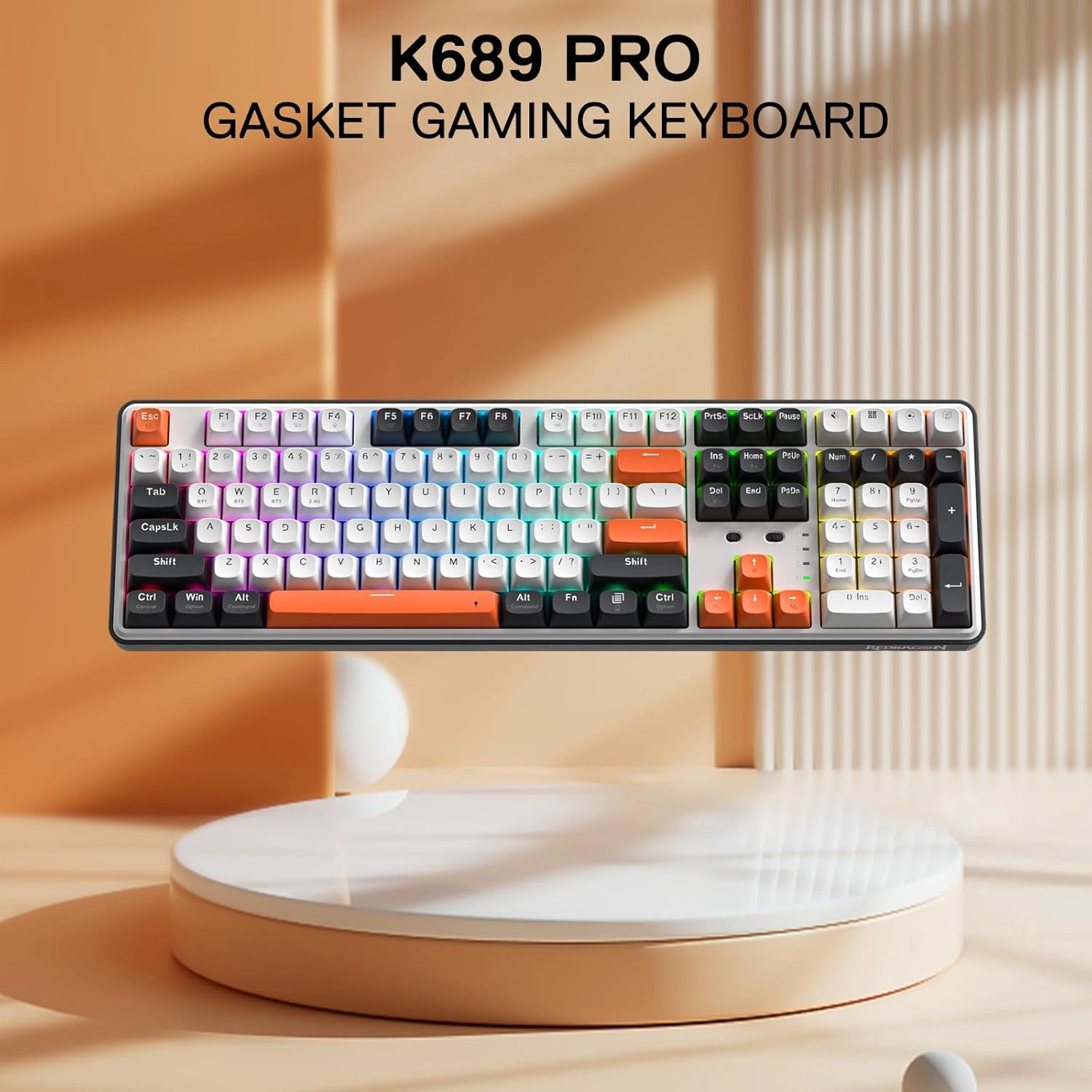 Redragon K689WBO-RGB-PRO Wyvern Pro Wireless Mechanical Gaming Keyboard, Tri-Mode, Mint Mambo Switches | K689WBO-RGB-PRO thumbnail 2
