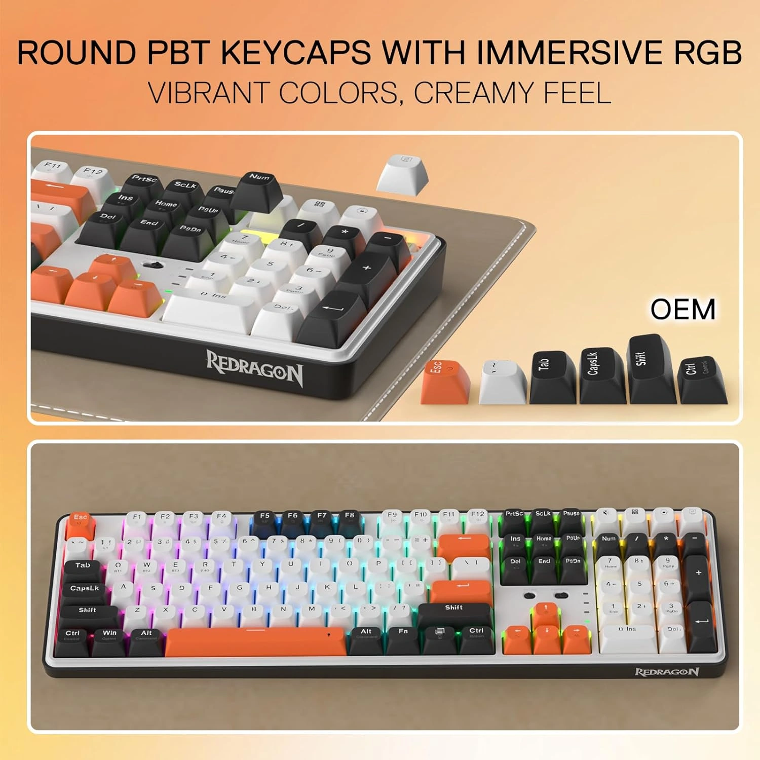 Redragon K689WBO-RGB-PRO Wyvern Pro Wireless Mechanical Gaming Keyboard, Tri-Mode, Mint Mambo Switches | K689WBO-RGB-PRO thumbnail 4