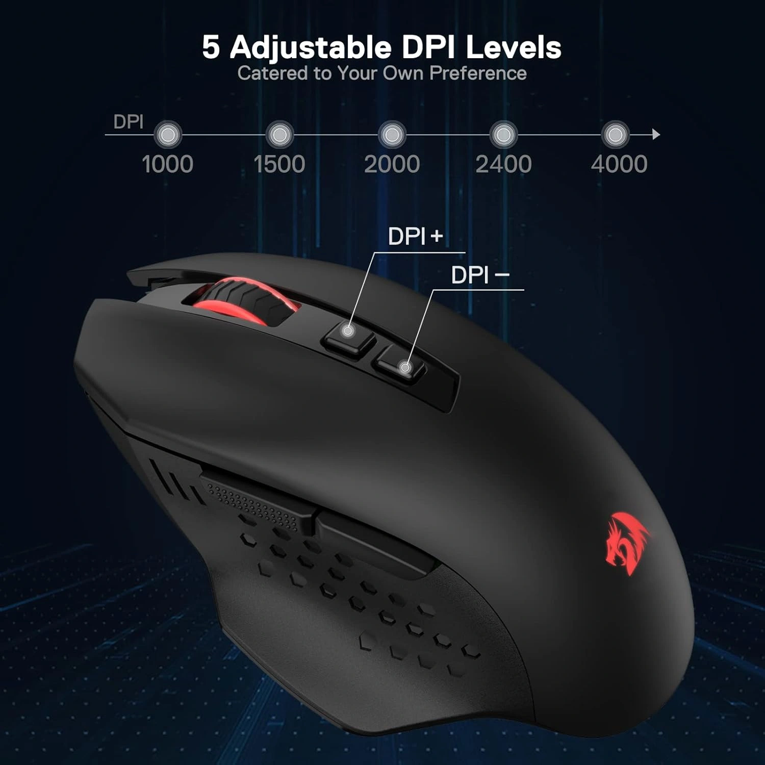 Redragon M656 GAINER Wireless Gaming Mouse, 4000 DPI, 7 Programmable Buttons | M656 thumbnail 4