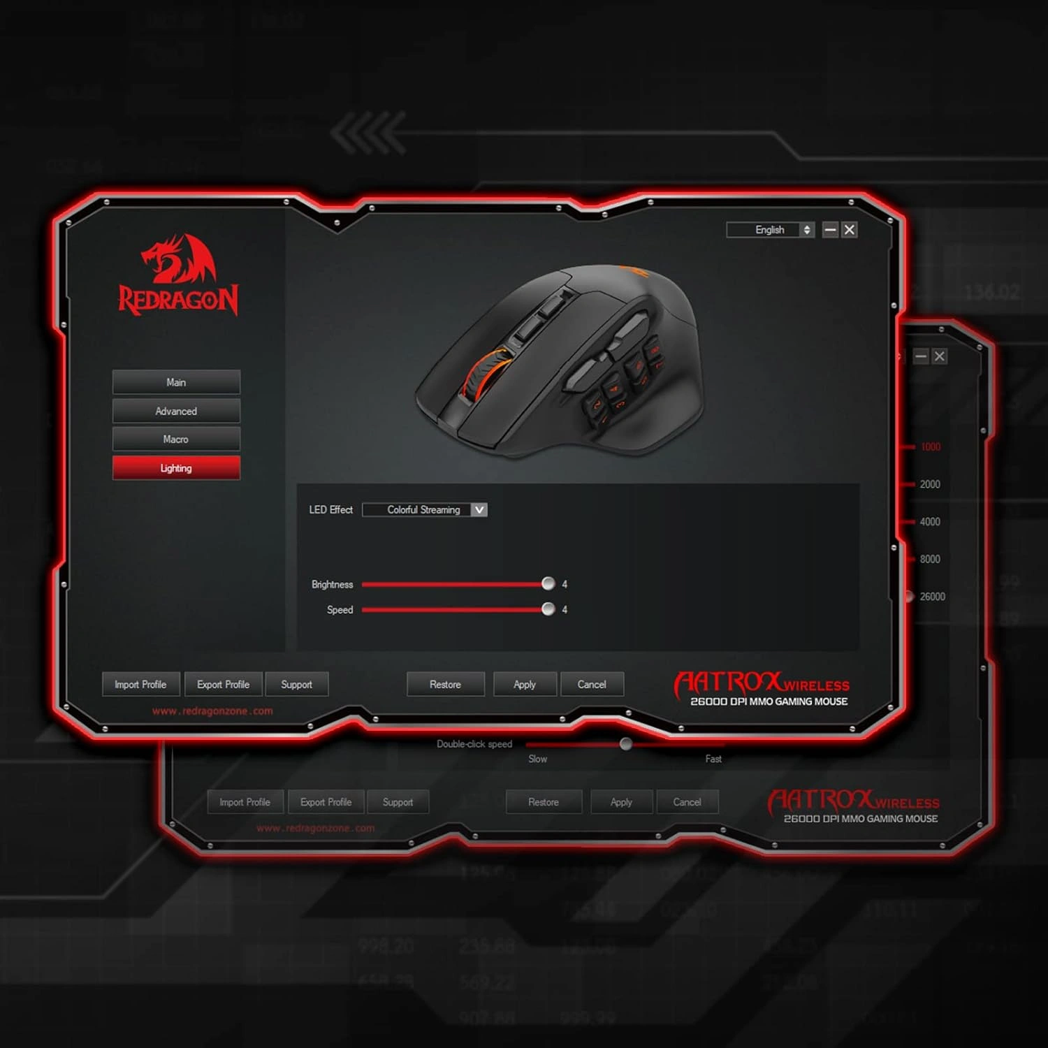 Redragon M811 AATROX PRO Wireless MMO Gaming Mouse, 26,000 DPI, 15 Programmable Buttons, RGB | M811 AATROX PRO thumbnail 7
