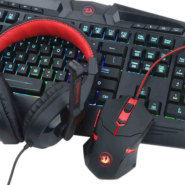 Redragon S101-BA-2 Gaming Essentials 4-in-1 Wired  Combo, RGB Keyboard, Mouse, Headset, and Mousepad Set, Black | S101-BA-2 thumbnail 2