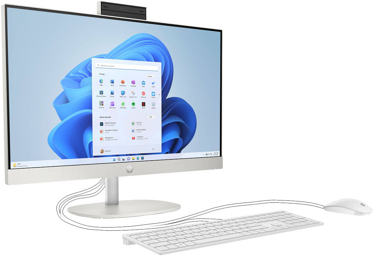 HP All-in-One 24-cr2032nh Desktop, Intel Core Ultra 5 225U, 24" FHD IPS Display, 8GB RAM, 512GB SSD, Wired Keyboard & Mouse, DOS, Shell White | D30BYEA#BH5 thumbnail 3