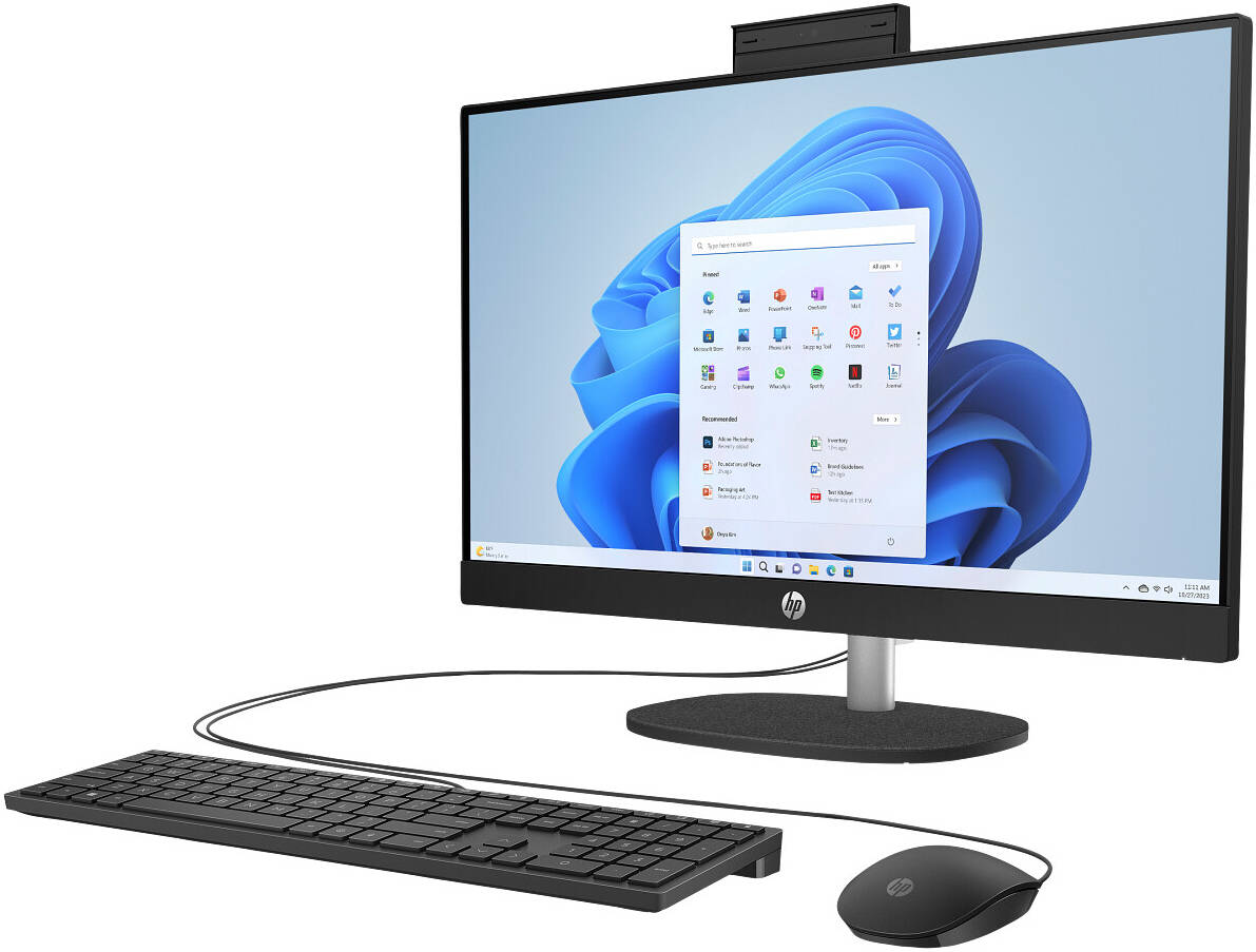 HP All-in-One 24-cr2033nh Desktop, Intel Core Ultra 5 225U, 24" FHD IPS Display, 8GB RAM, 512GB SSD, Wired Keyboard & Mouse, DOS, Jet Black | D30BZEA#BH5 thumbnail 2