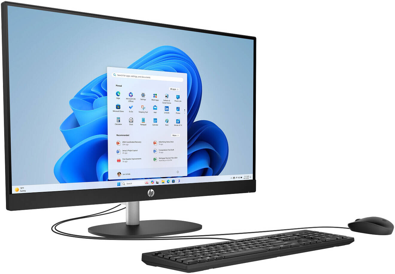 HP All-in-One 24-cr2033 Desktop, Intel Core Ultra 5 225U, 24" FHD IPS Display, 8GB RAM, 512GB SSD, Wired Keyboard & Mouse, DOS, Jet Black | D30C7EA#BH5 thumbnail 3