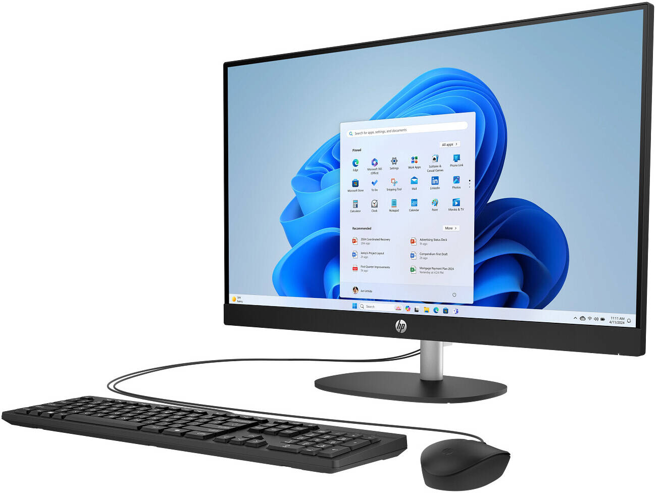 HP All-in-One 24-cr2033 Desktop, Intel Core Ultra 5 225U, 24" FHD IPS Display, 8GB RAM, 512GB SSD, Wired Keyboard & Mouse, DOS, Jet Black | D30C7EA#BH5 thumbnail 2