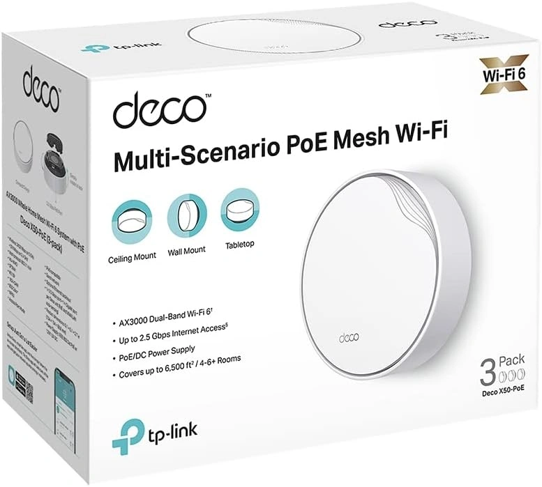 TP-Link Deco X50-PoE AX3000 Dual-Band Mesh Wi-Fi 6 System, Multi-Scenario PoE, 2.5G Port, 3-Pack | DECO X50-POE thumbnail 5