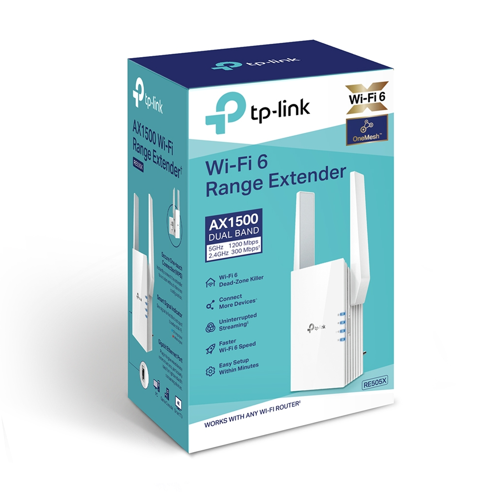 TP-Link RE505X AX1500 Mesh Wi-Fi 6 Range Extender, Dual-Band 1.2 Gbps, OneMesh Support, & Gigabit Ethernet Port | RE505X thumbnail 4