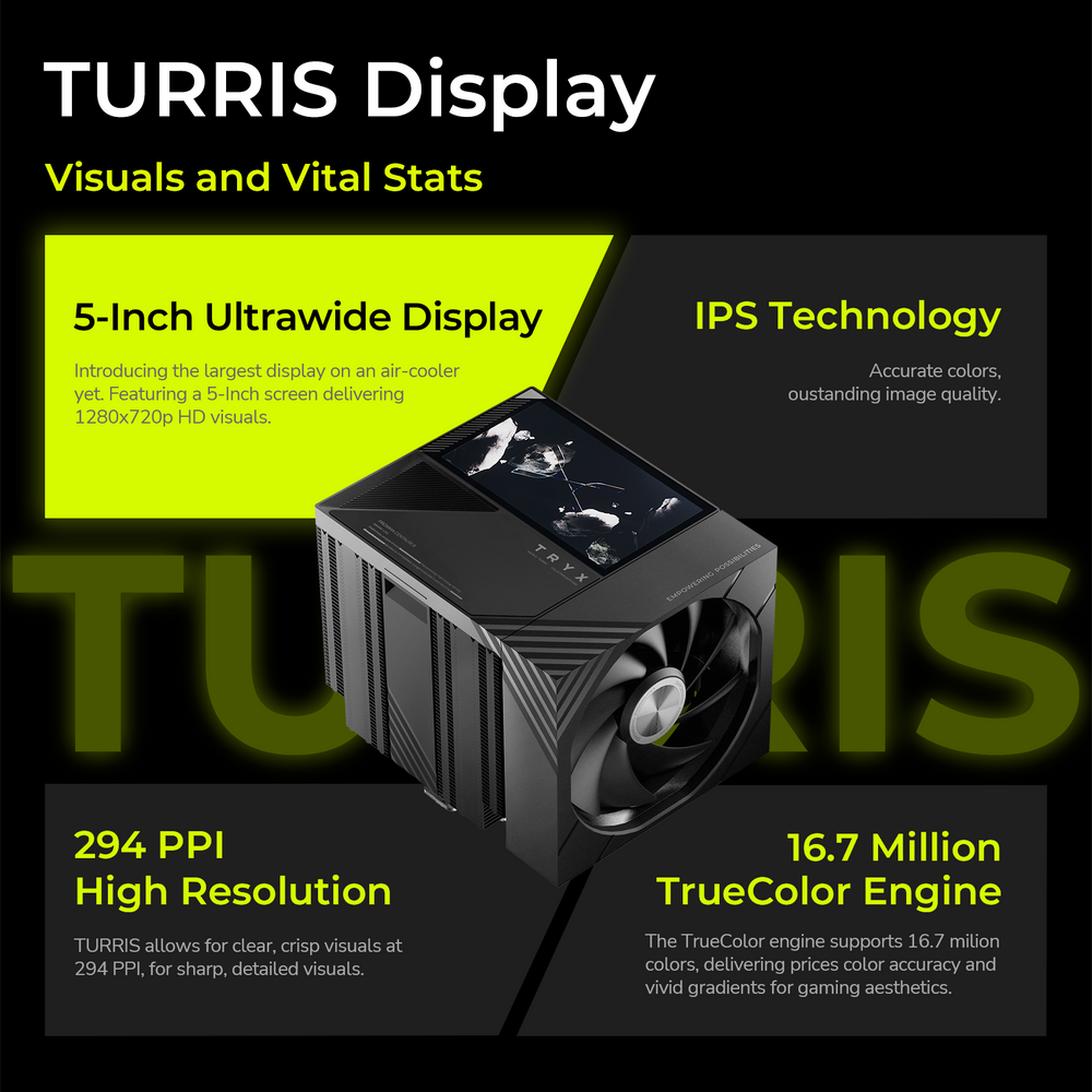 TRYX TURRIS T620N 5.0 Display Dual Fan Air Cooler Black