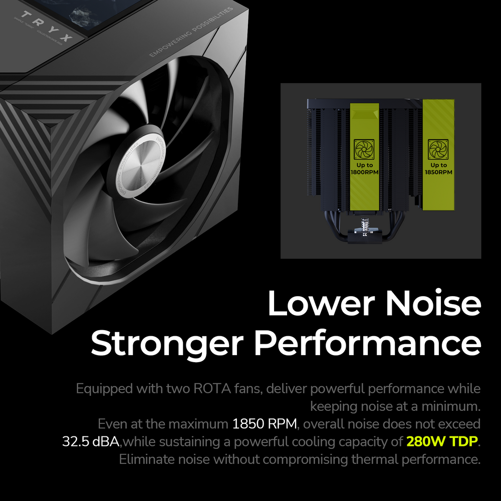 TRYX TURRIS T620N 5.0 Display Dual Fan Air Cooler Black