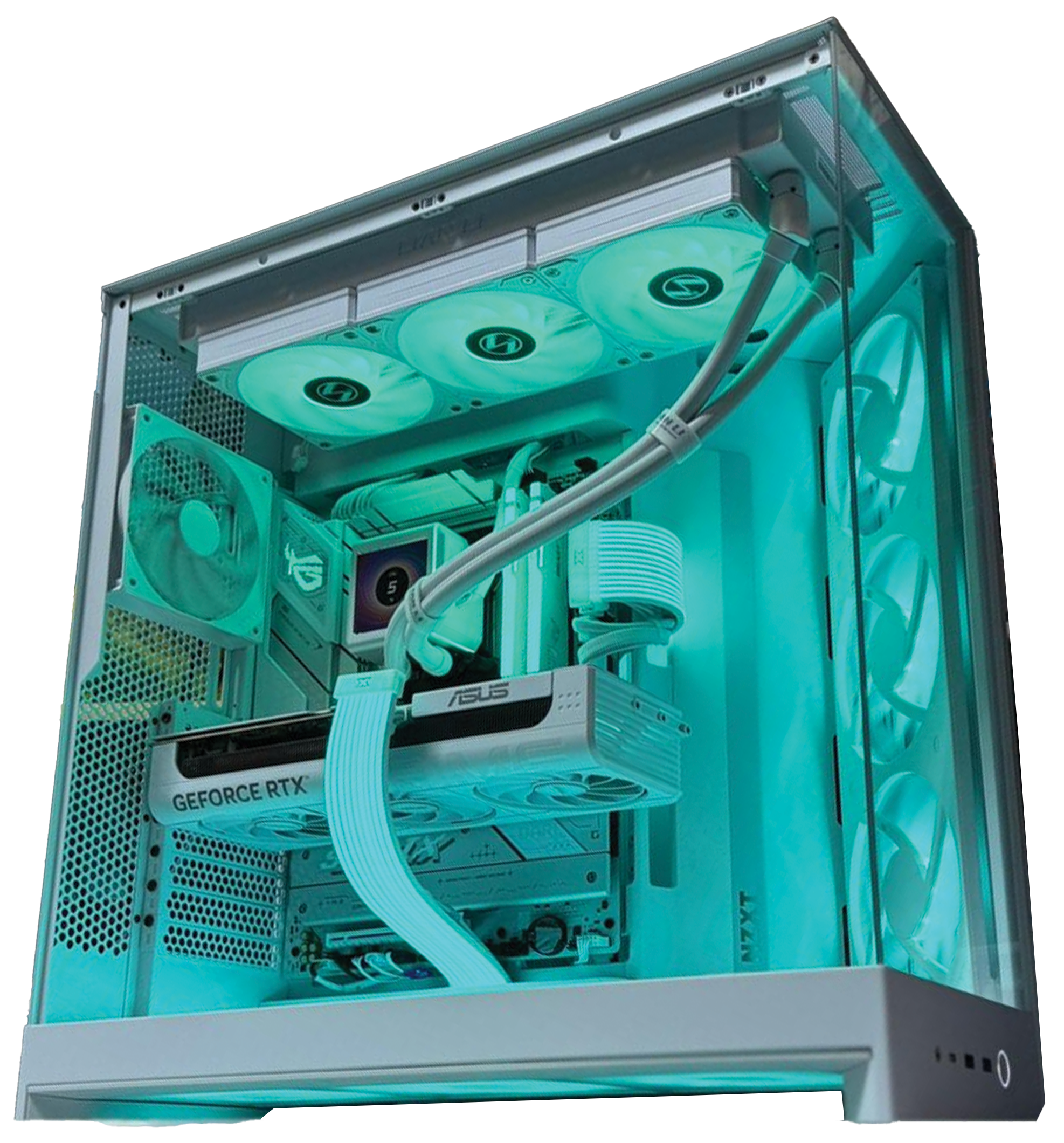 Ultimate Gaming PC AMD Ryzen 7 7800X3D RTX 5070 White, ASUS ROG STRIX B850-A, 32GB DDR5 6000, 2TB SSD, NZXT H9 Flow, Lian Li Galahad II LCD Cooling – Buy Online