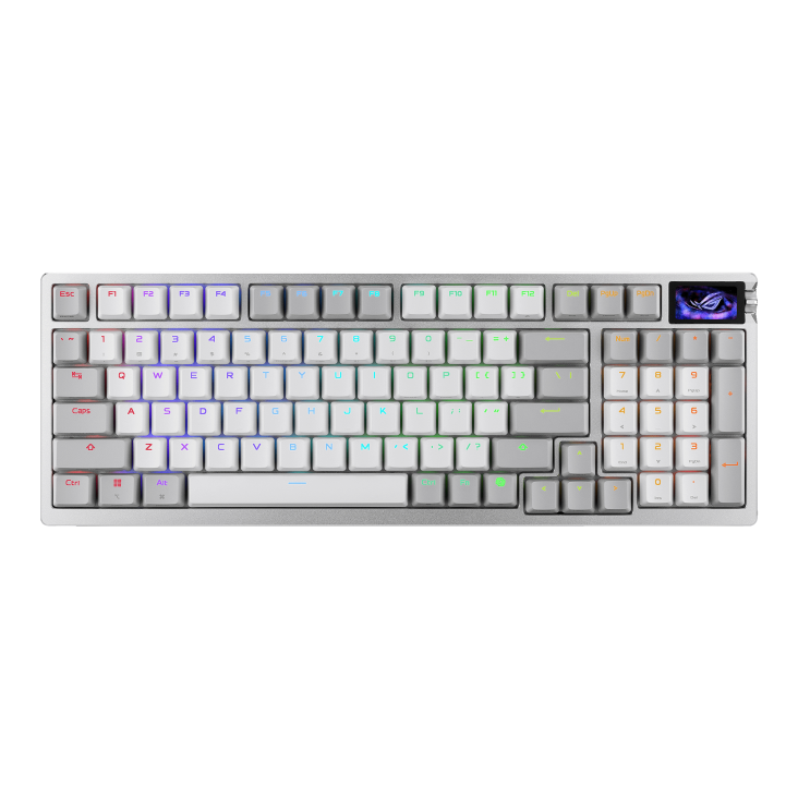 Asus ASUS ROG Azoth 96 HE White Gaming Keyboard, ROG HFX V2 Magnetic Switches, 8K Polling, OLED Display, Tri-Mode Wireless, Eng & Arabic Keyboard | 90MP040H-BKCA10 - thumbnail 3