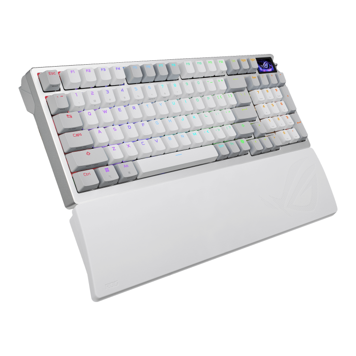 Asus ASUS ROG Azoth 96 HE White Gaming Keyboard, ROG HFX V2 Magnetic Switches, 8K Polling, OLED Display, Tri-Mode Wireless, Eng & Arabic Keyboard | 90MP040H-BKCA10 - thumbnail 7