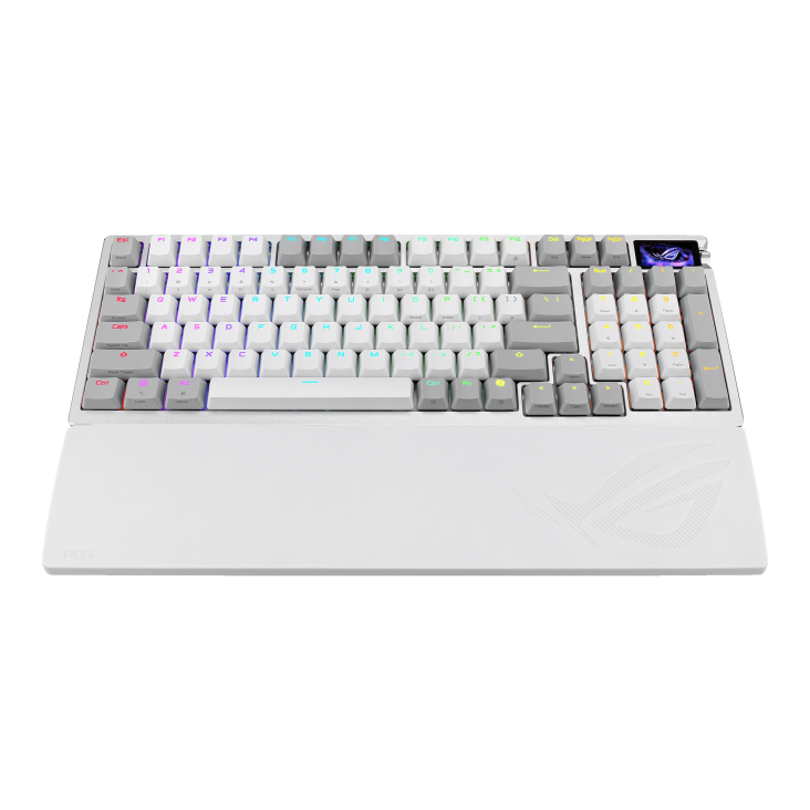Asus ASUS ROG Azoth 96 HE White Gaming Keyboard, ROG HFX V2 Magnetic Switches, 8K Polling, OLED Display, Tri-Mode Wireless, Eng & Arabic Keyboard | 90MP040H-BKCA10 - thumbnail 8