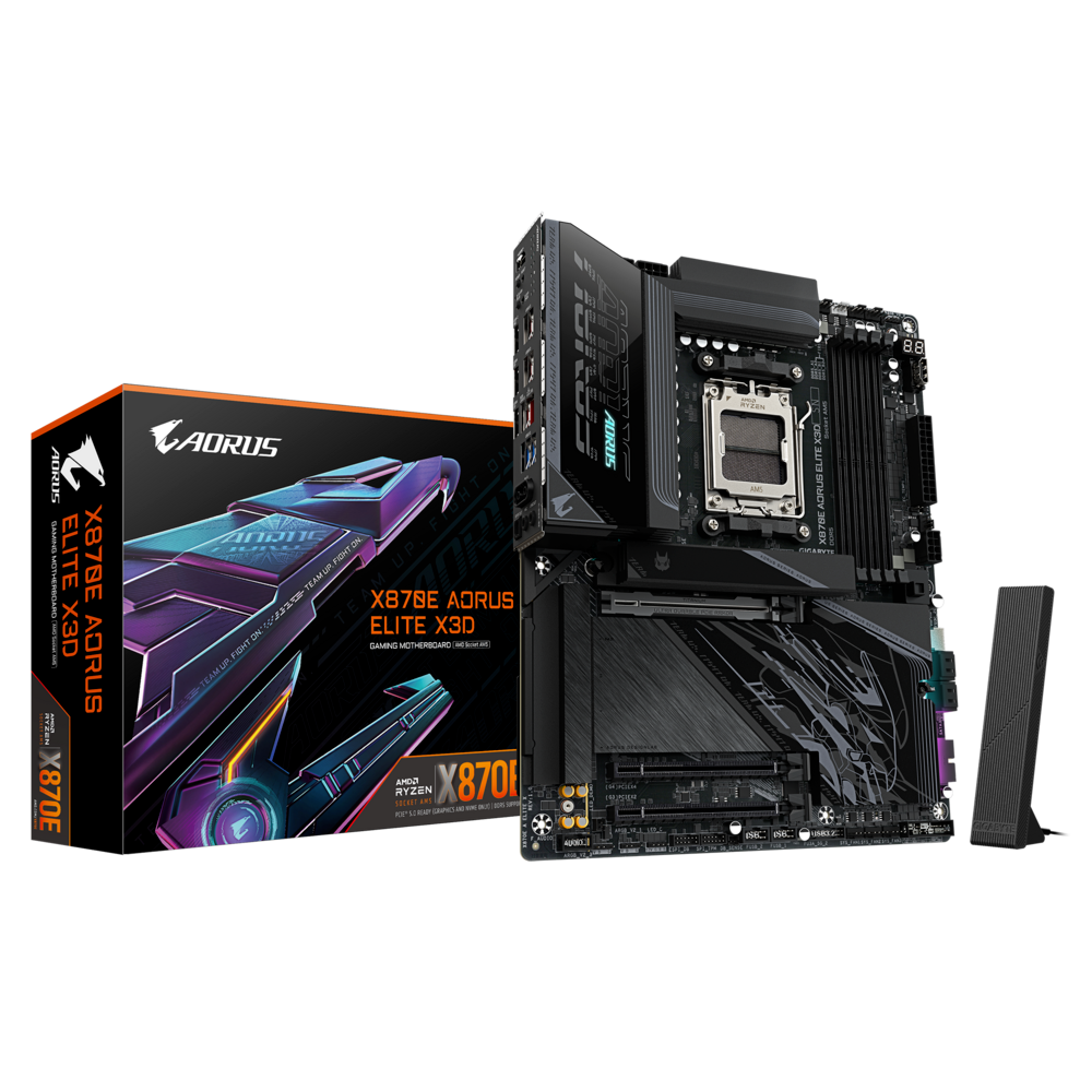 Gigabyte GIGABYTE X870E AORUS ELITE X3D ICE AM5 White ATX Motherboard, Upto 9000MT/s DDR5 OC, X3D Turbo Mode 2.0, 5GbE/Wi-Fi 7 | X870E A ELITE X ICE - Color: BLACK