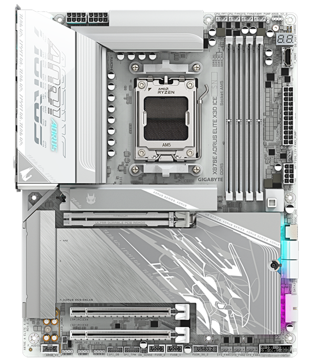 Gigabyte GIGABYTE X870E AORUS ELITE X3D ICE AM5 White ATX Motherboard, Upto 9000MT/s DDR5 OC, X3D Turbo Mode 2.0, 5GbE/Wi-Fi 7 | X870E A ELITE X ICE - thumbnail 2