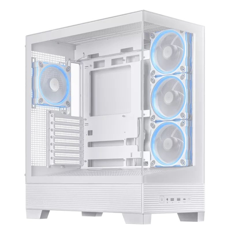 ASUS A31 PLUS Mid Tower ATX Case, 4X Pre-installed ARGB fans, Support Hidden-connector Mobo, 360mm Radiators, 380mm GPU, Clean cable management, White | 90DC00R3-B19000 – Buy Online