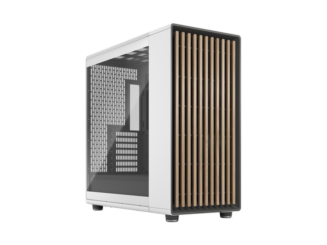 Fractal Design North XL ATX mATX Mid Tower PC Case, Chalk White Chassis with Oak Front and Clear TG Side Panel, 3x Pre Installed 140 mm fan, 4x Drive mounts, 7x Expansion slots, Motherboard Supports Upto E-ATX  | FD-C-NOR1X-04 – Buy Online