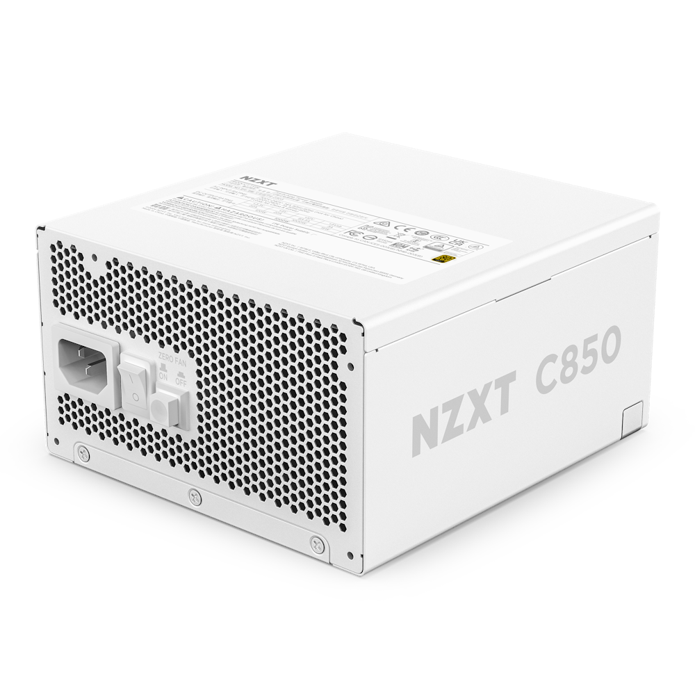 NZXT C850 80 PLUS Gold Fully Modular Power Supply, 850W, ATX12V v3.1, Fluid Dynamic Bearing, 80 Plus Gold, Japanese Capacitors, Active PF Correction, Matte White | PA-8G2BW-UK – Buy Online