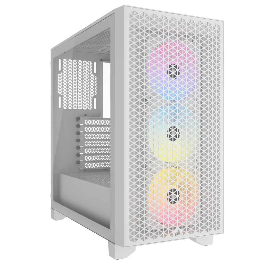 Corsair 3000D RGB AIRFLOW Mid-Tower PC White Case, Tempered Glass, Fits up to 8x 120mm fans and up to 360mm radiators, 3x AR120 RGB fans, Fits four-slot graphics cards up to 360mm in length | CC-9011256-WW – Buy Online
