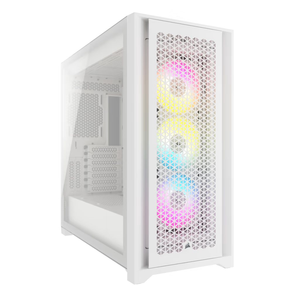 Corsair iCUE 5000D RGB AIRFLOW Mid-Tower Case, 3x AF120 RGB ELITE Fans, iCUE Lighting Node PRO Controller, High-airflow Design, 9x Expansion Slots, 6 Drive Bays, White | CC-9011243-WW – Buy Online