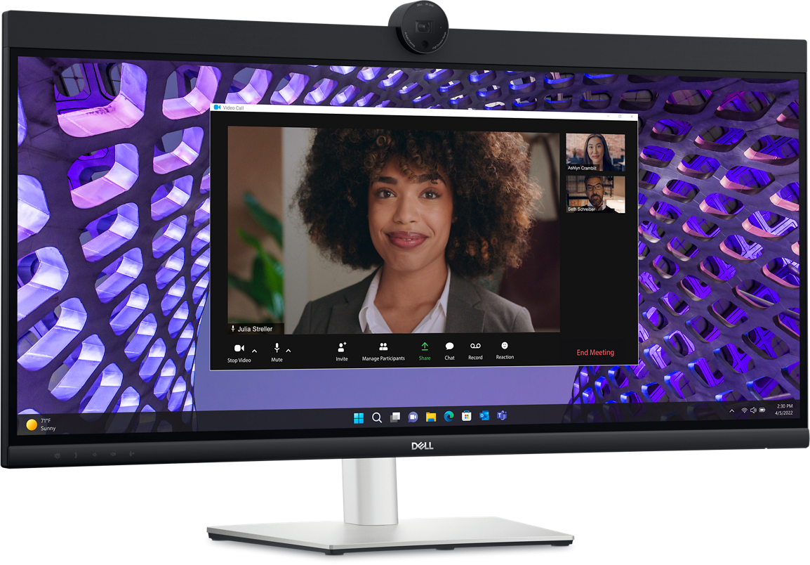 Dell P3424WEB Curved Conferencing Monitor, 34" WQHD IPS Display, 60Hz Refresh Rate, Up to 5ms Response Time, 3800R Curved, Height, Swivel & Tilt Adjustability, Built-In Camera & Speaker | P3424WEB – Buy Online