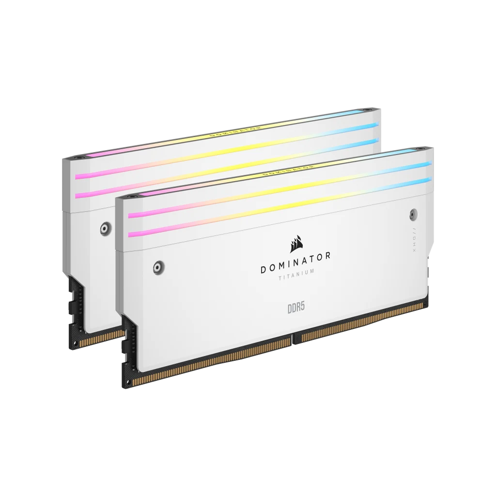 Intel Corsair DOMINATOR TITANIUM RGB 32GB (2x16GB) DDR5 DRAM 7200MT/s CL34 Intel XMP Memory Kit, White | CMP32GX5M2X7200C34W - product view 1 of 8